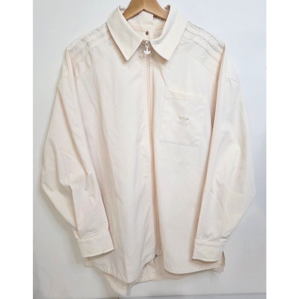 Adidas Always Original Oversized Cream Shirt Jacket Size Large